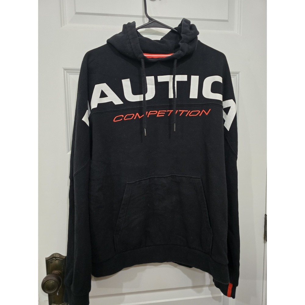 Nautica Men's Black Sz M Competition Pullover Hoodie Sweatshirt